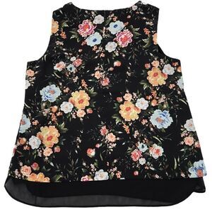 Rose and Olive black floral print sleeveless top‎